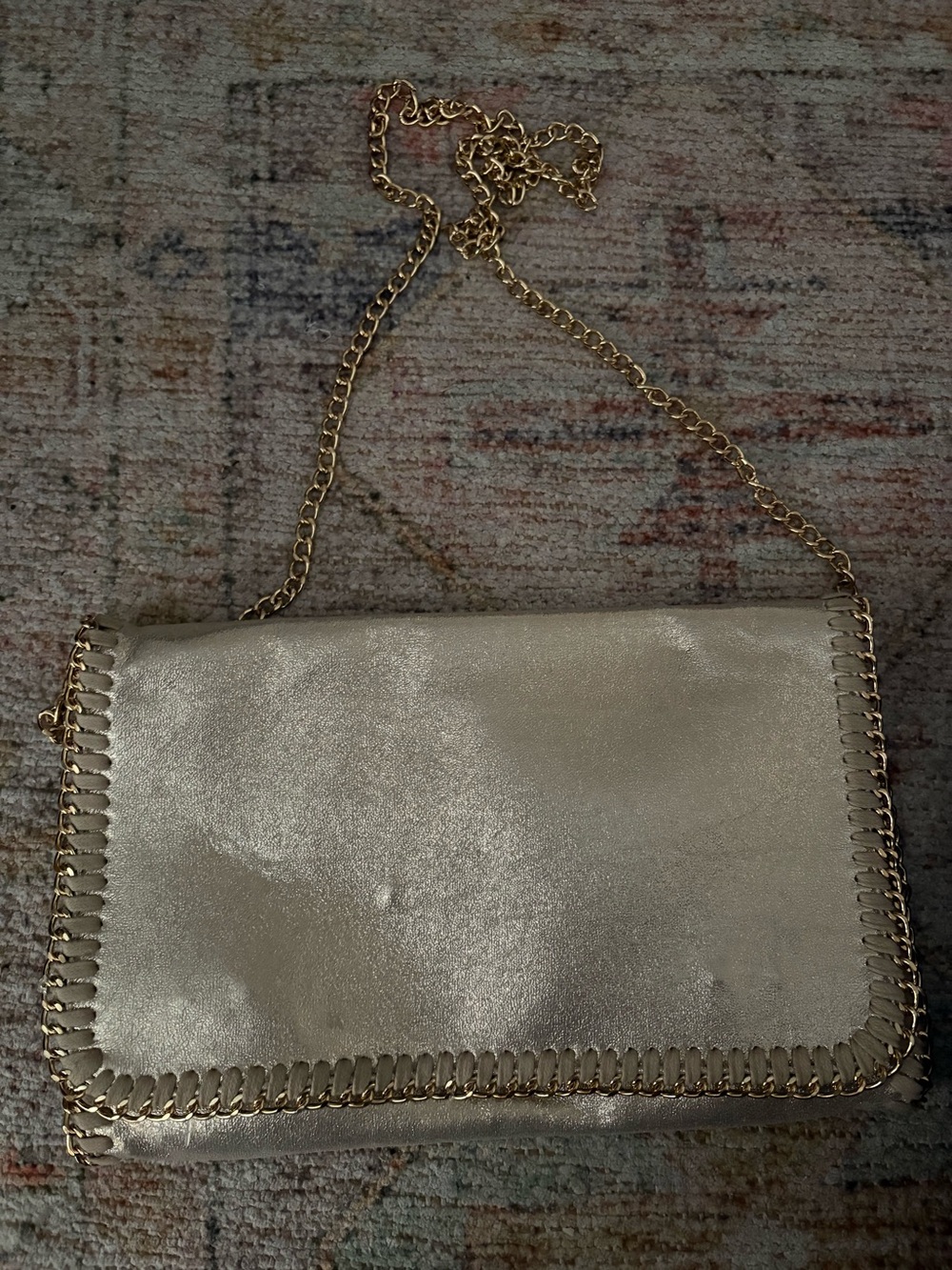 Tarnish by Nordstrom Metallic Champagne Fold-Over Crossbody